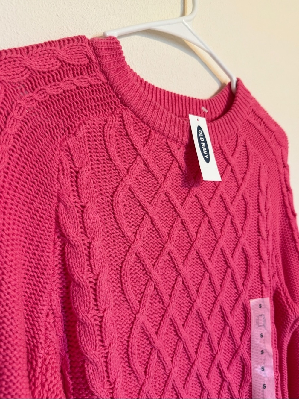Hot Pink Old Navy Cable-Knit Crewneck Sweater - Picture 2 of 3